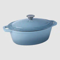 Simon Gault Enamel Blue Round Cast Iron Casserole 3.6 Litre