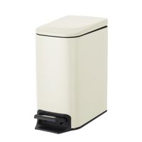 Cesun Small Bathroom Trash Can with Lid, 1.6 Gal, Soft Close, Creamy White 