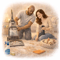 Carpet cleaning when Pepe has a moment