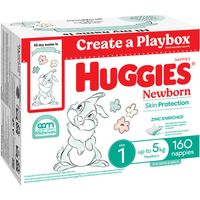 Huggies Newborn Nappies Size 1 (up to 5kg) 160 Pack
