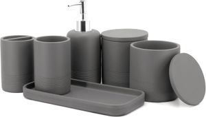 Gray Bathroom Accessories Set 6 Pieces 