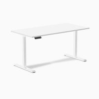 2/2 Desky Single Sit Stand Desk 1500x750mm with White Desk and White Legs