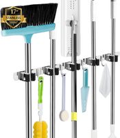 AceMining Broom Holder Wall Mount, 5 Racks 4 Hooks Heavy Duty Mop Organizer