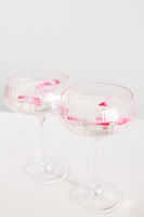 Ribbed Blush Champagne Coupe Glass set4