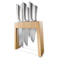 Baccarat Damashiro Mizu Knife Block 7 Piece Oak 