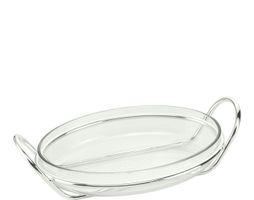 Oven dish with silver frame