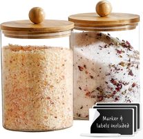 Le'raze Set of 2 Glass Canisters for Kitchen Counter with Airtight Bamboo Lids 