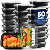 50 Pack 38OZ Meal Prep Containers Reusable Food Leftover Storage Containers 