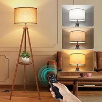 OUTON LED Floor Lamp Dimmable Tripod Wood with Remote Control, 4 Colour Temperature Adjustable, 1H Timer, Tripod Floor Lamp with Beige Lampshade for Living Room, Bedroom, Office (Brown) : Amazon.de: Lighting