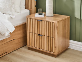 2/2 - Kallista Bedside Table 2 Drawer - Natural