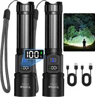Rechargeable Flashlights 2 Pack Super Bright High Lumens Flashlight 