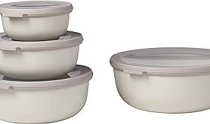 Mepal – Cirqula Multi Bowl Set 4 Pieces Round Nordic White – 350, 750, 1250 and 2250 ml – Can be used as a Storage Container, Fridge and Freezer Canister, Microwave Utensil and Serving Bowl with Lid : Amazon.de: Home & Kitchen